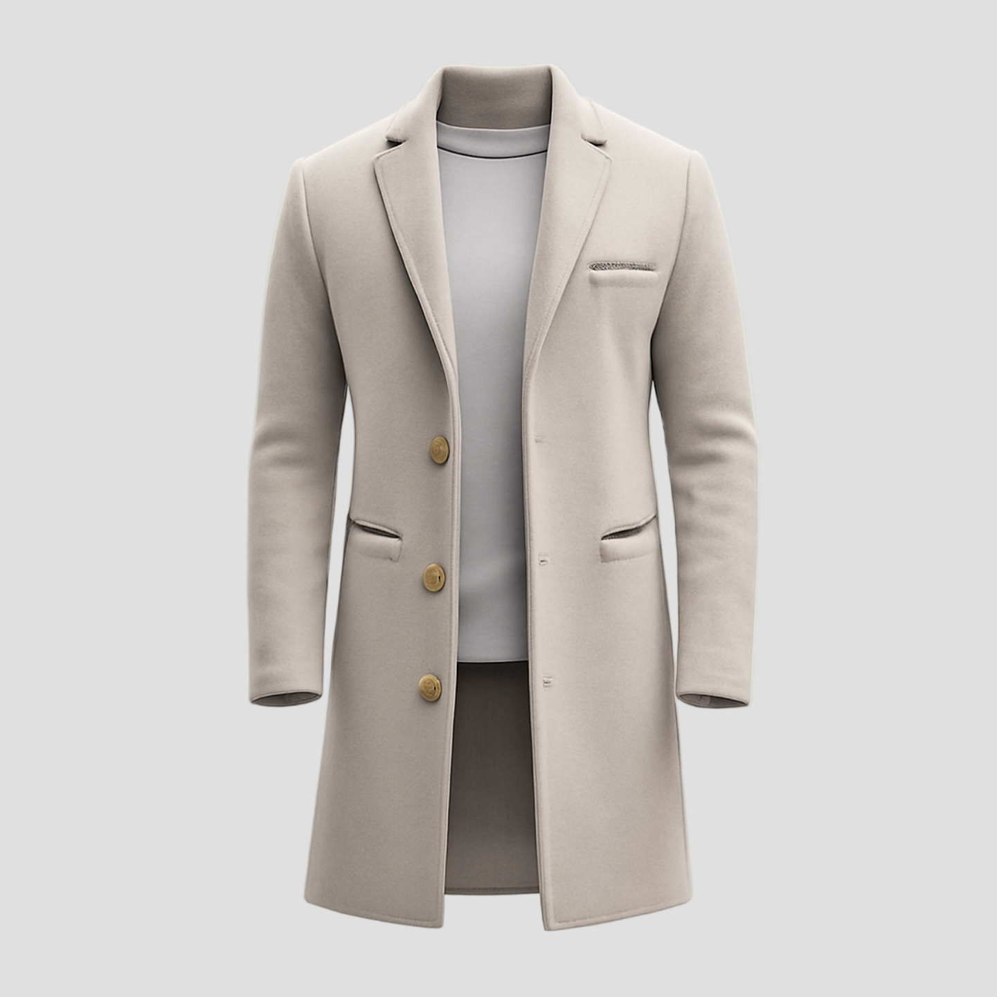 Landon | Vintage Solid Color Long Woolen Single-Breasted Lapel Coat