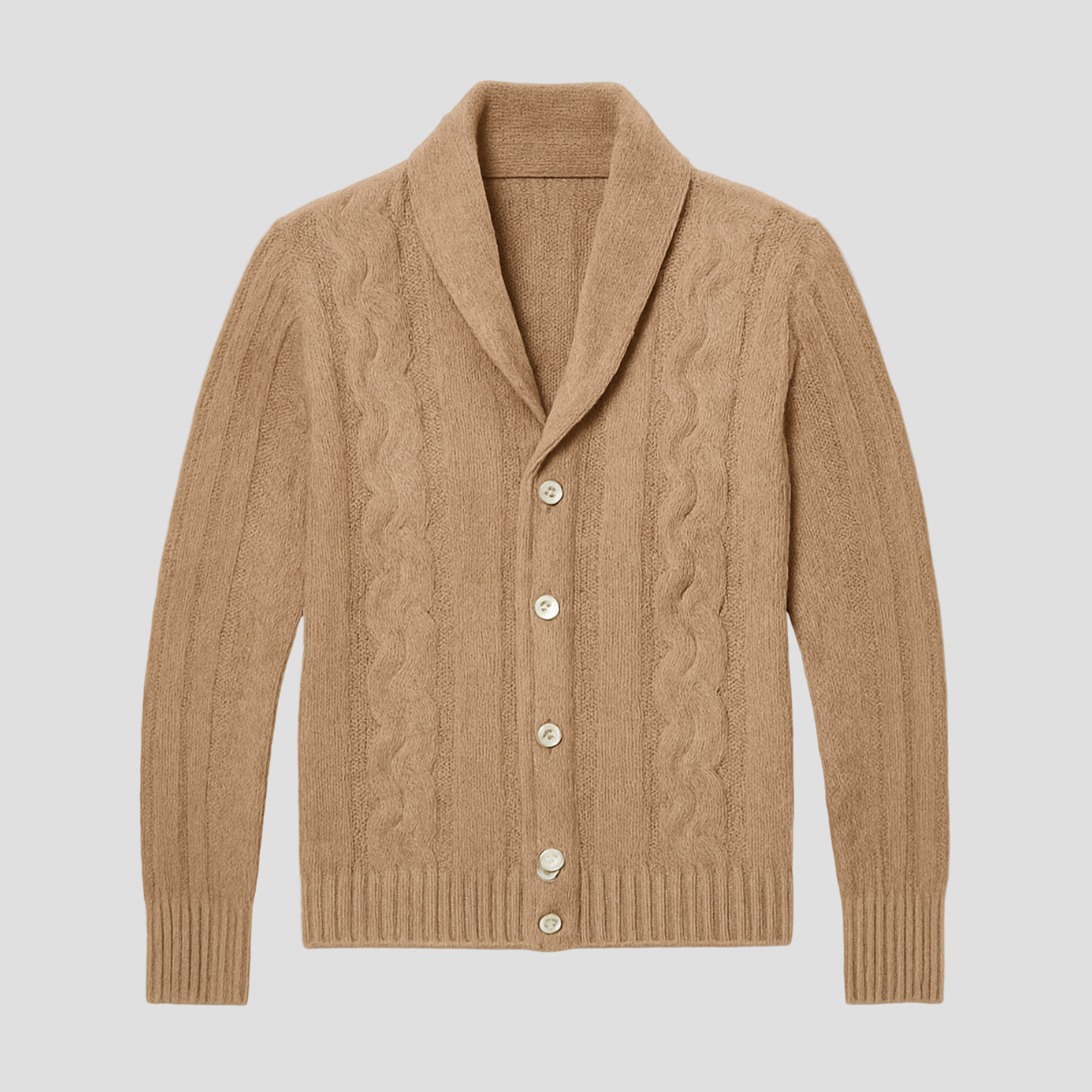 Brady | Cable-Knit Shawl Collar Cardigan