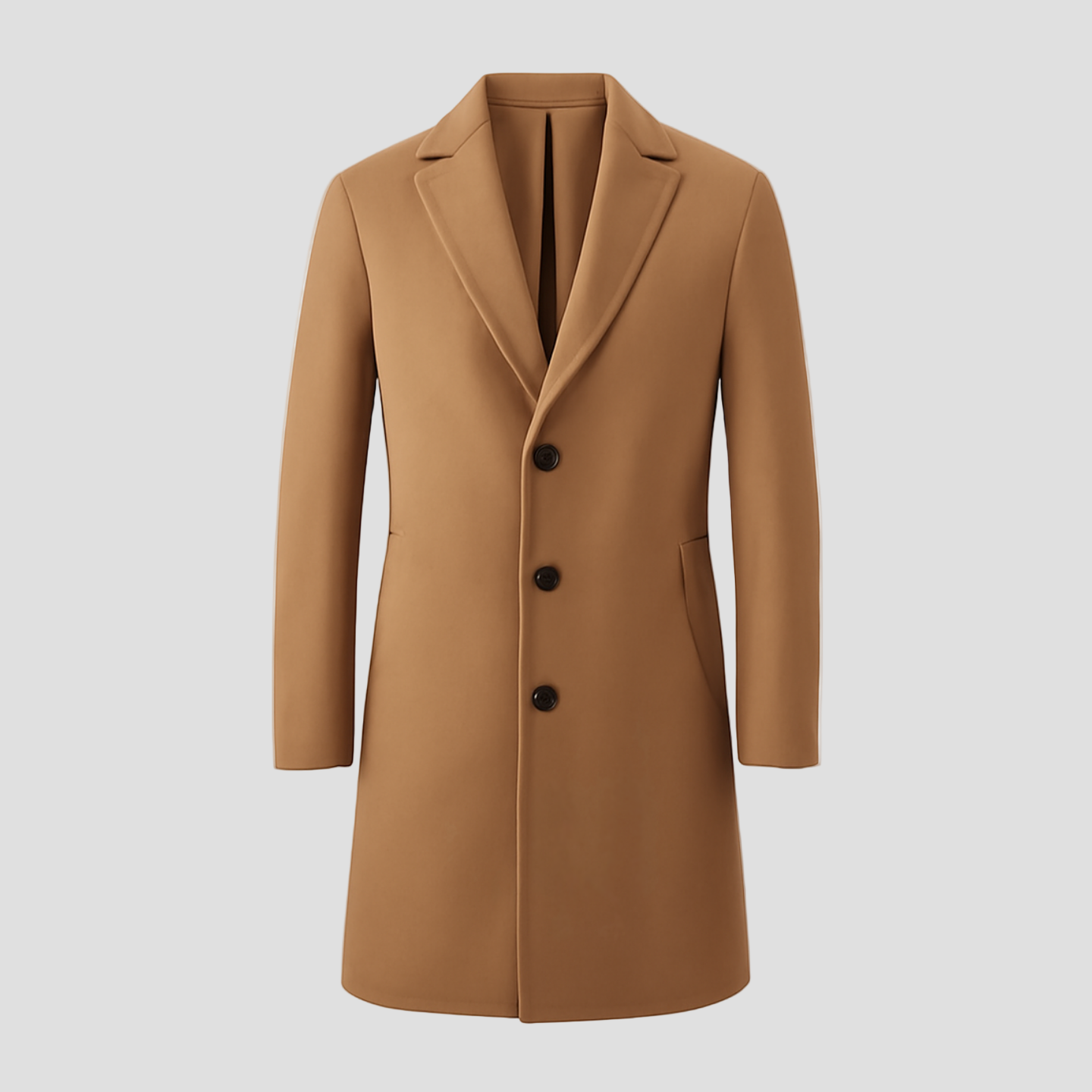 Declan | Classic Long Overcoat with Lapel for Men
