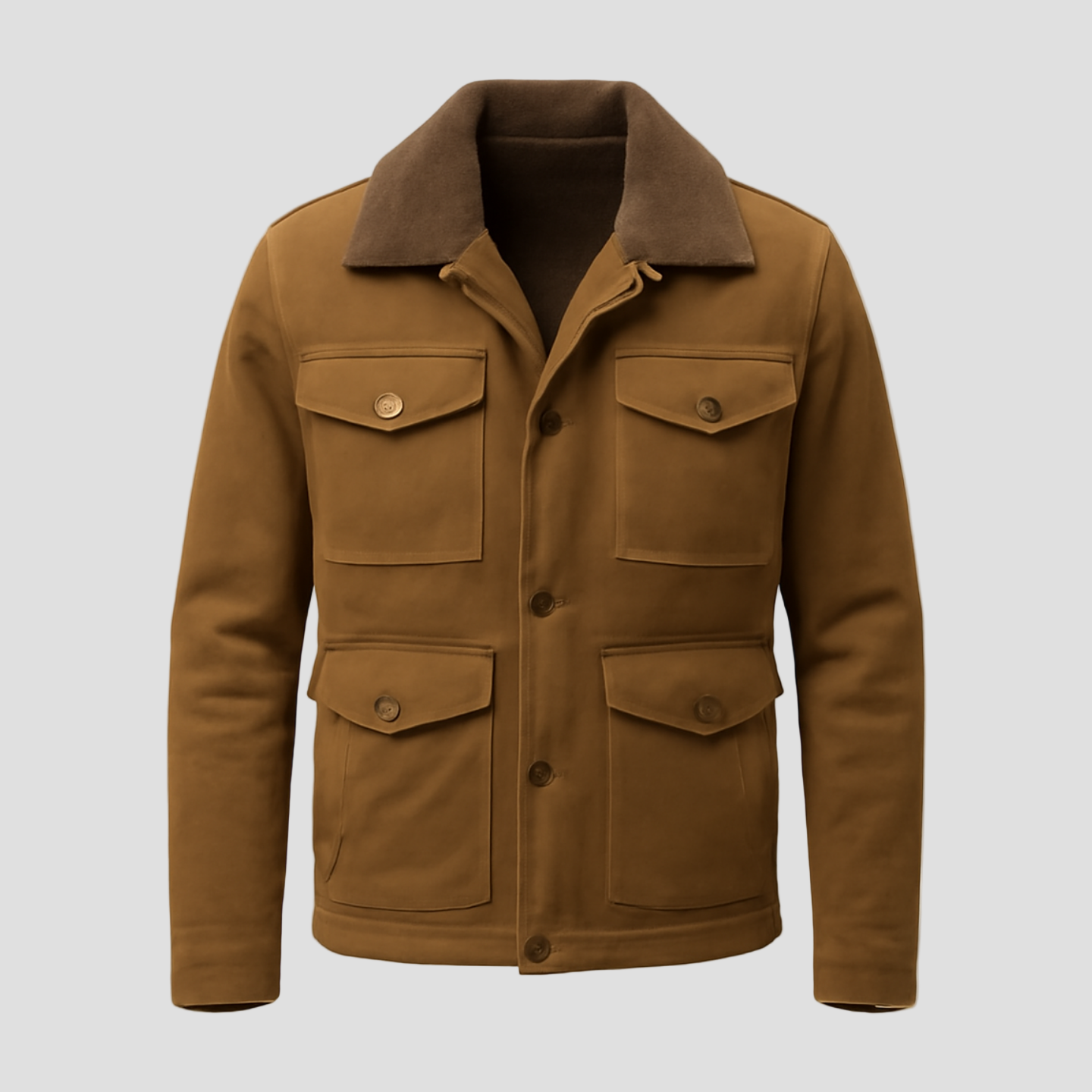 Blake | Vintage Suede Fleece Collar Patchwork Multi-Pocket Zipper Coat