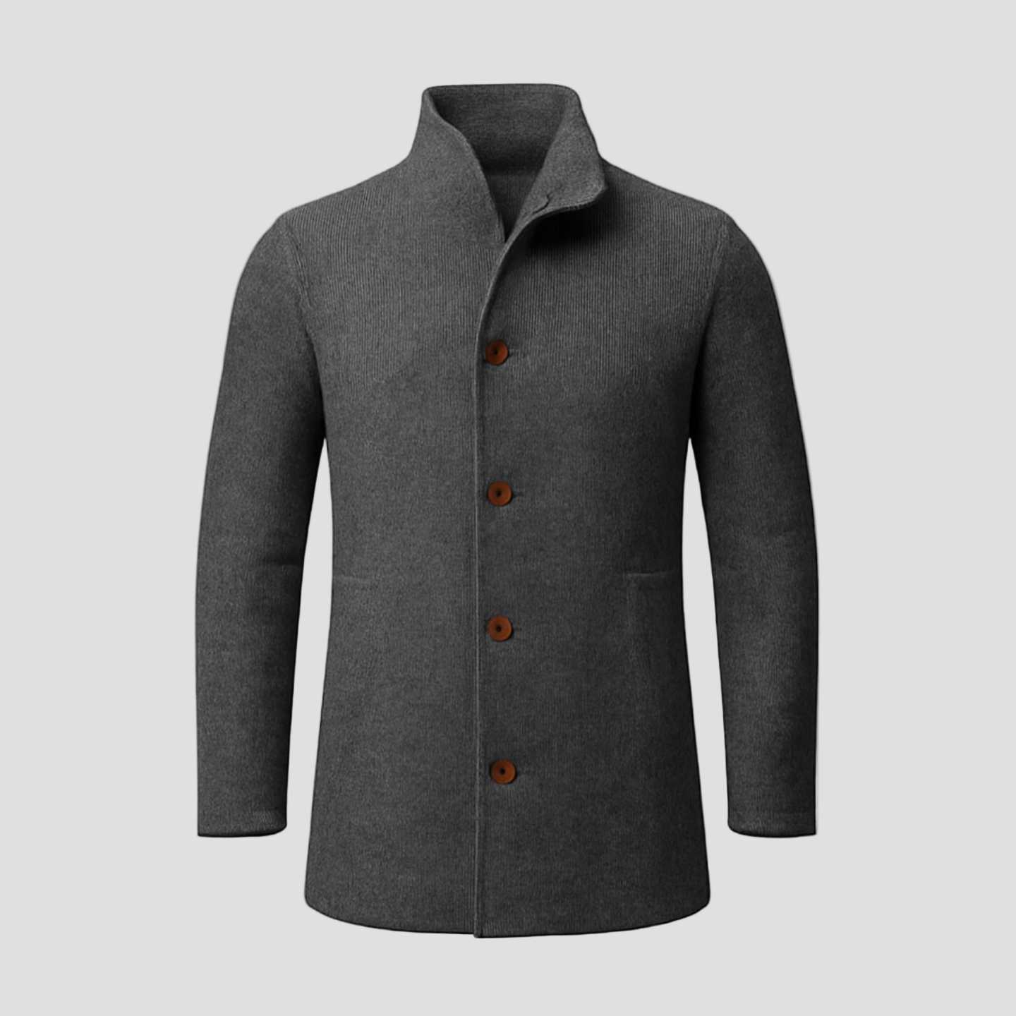 Preston | Retro Herringbone Woolen Single-Breasted Mid-Length Coat