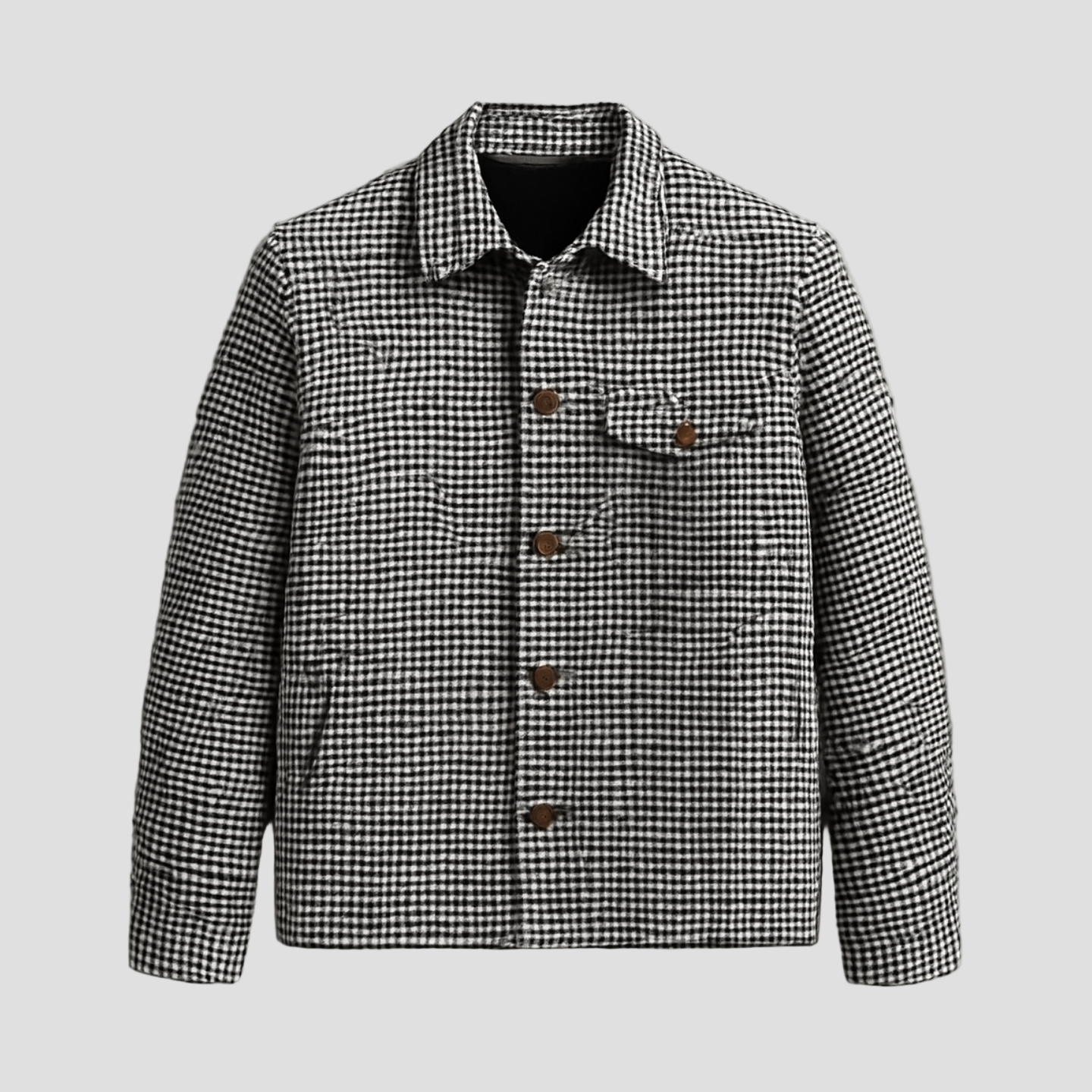 Henry | Vintage Houndstooth Lapel Single-Breasted Shirt Jacket