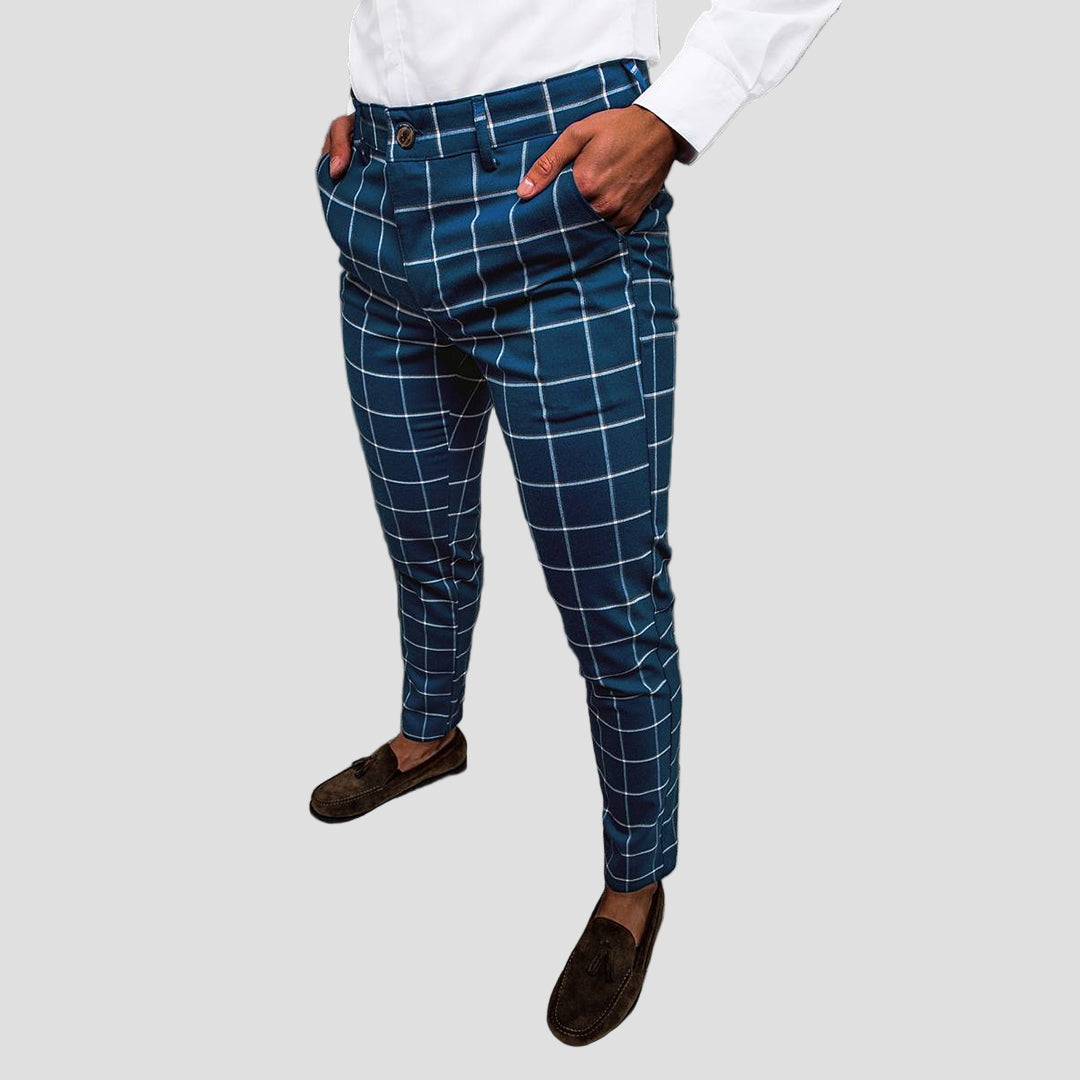 Wyatt | Men's Tapered Grid Pattern Trousers