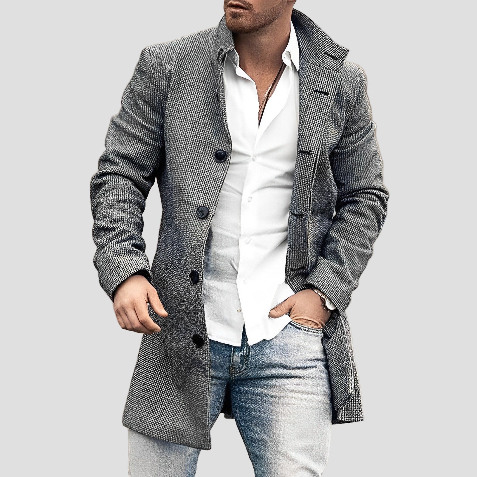Dylan | Stylish Long Button-Up Coat for Men