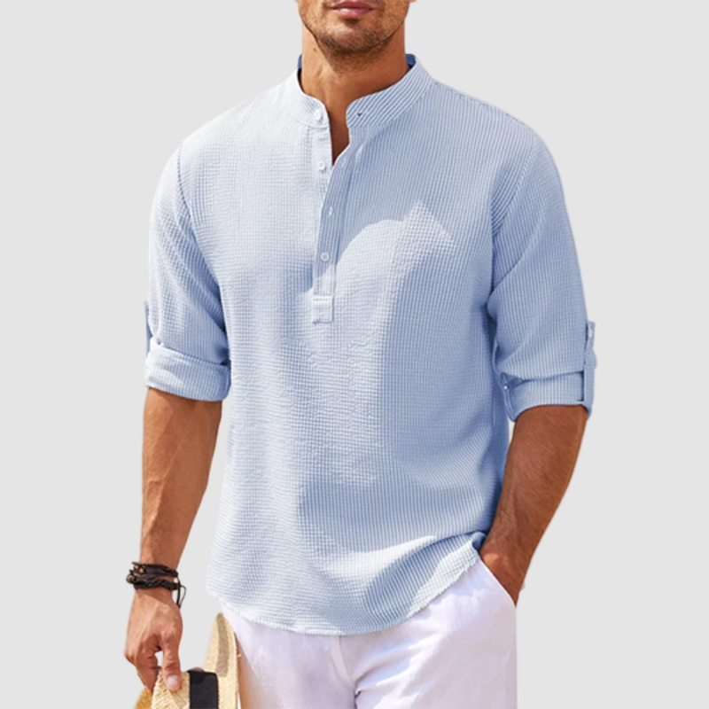 Linen Henley Long Sleeve Shirt