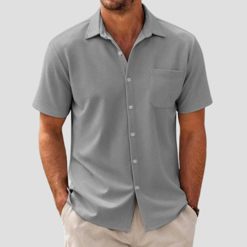 Dave | Casual Cotton Blend Short Sleeve Shirt