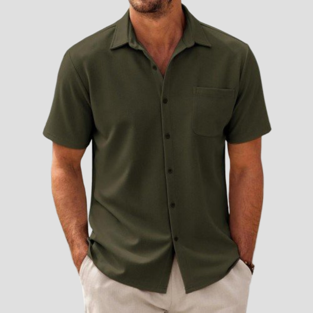 Dave | Casual Cotton Blend Short Sleeve Shirt