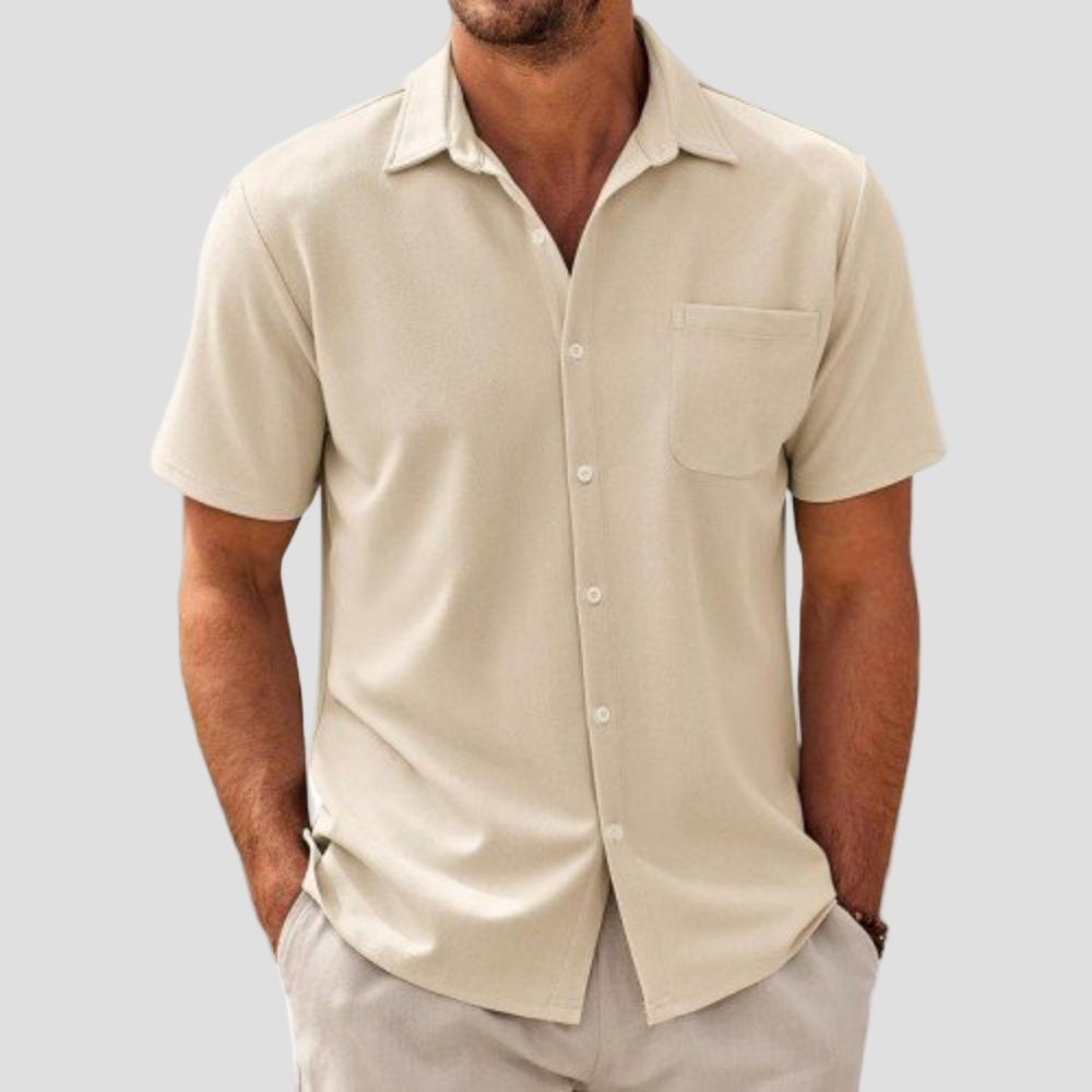 Dave | Casual Cotton Blend Short Sleeve Shirt