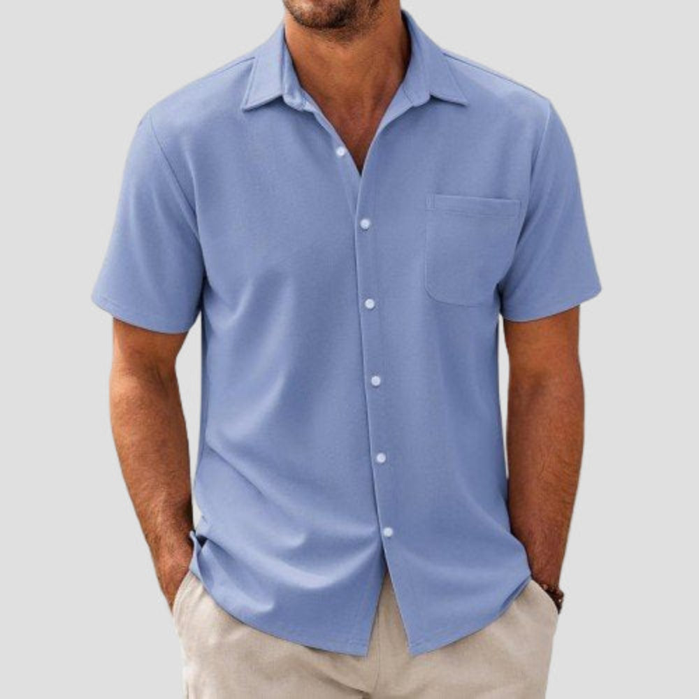 Dave | Casual Cotton Blend Short Sleeve Shirt