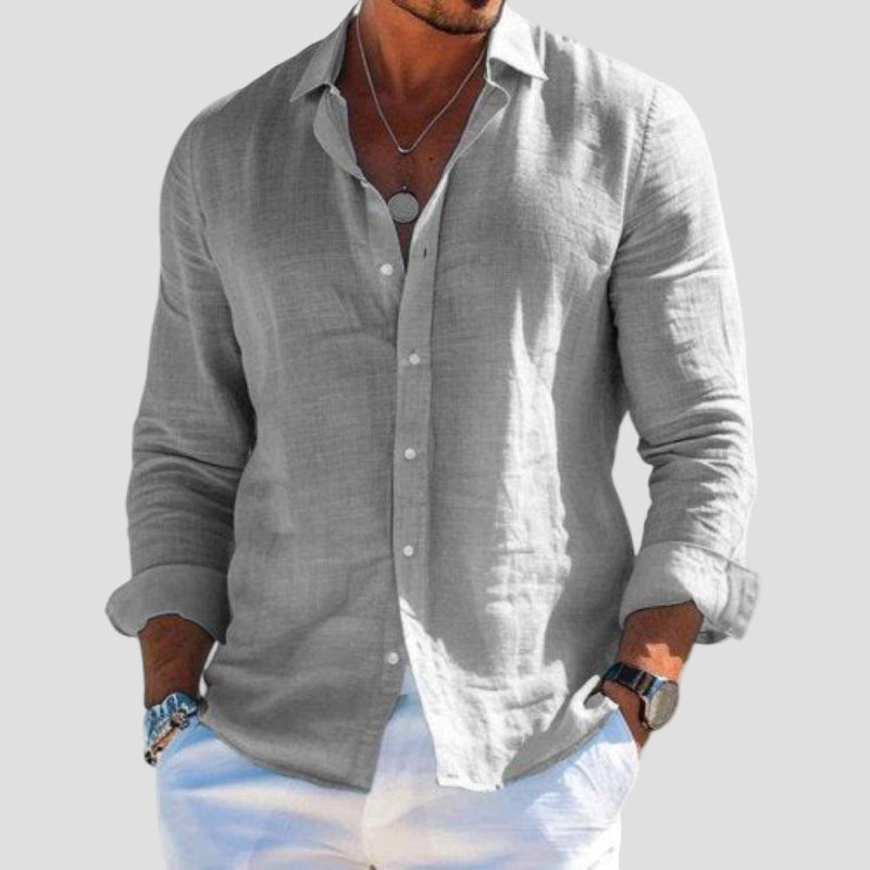 Casual Cotton Linen Lapel Shirt