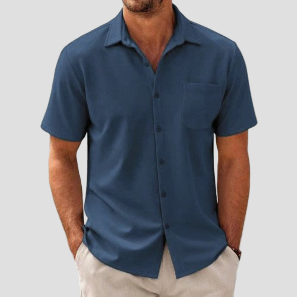 Dave | Casual Cotton Blend Short Sleeve Shirt