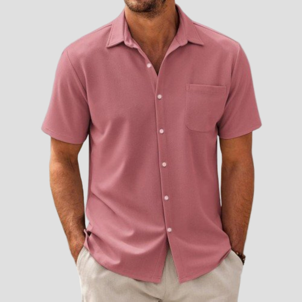 Dave | Casual Cotton Blend Short Sleeve Shirt