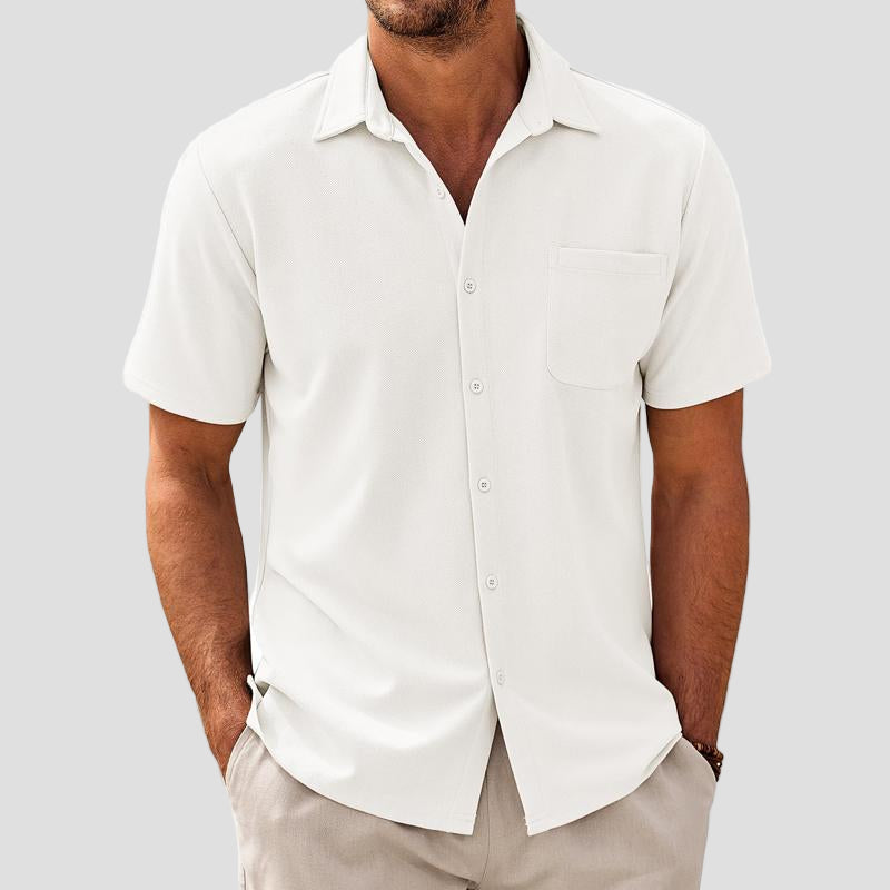 Dave | Casual Cotton Blend Short Sleeve Shirt