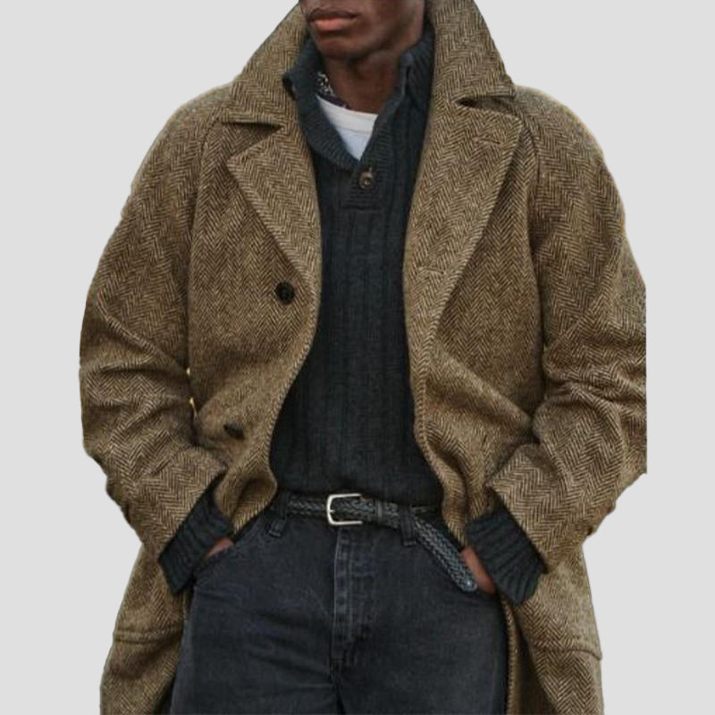 Brody | Vintage Herringbone Mid-Length Suit Coat
