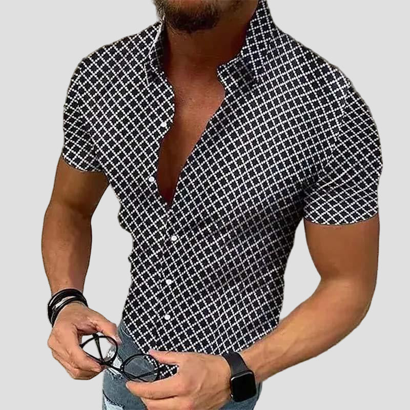 Oliver | Printed Lapel Short Sleeve Shirt