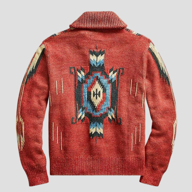 Noah | Vintage Jacquard Lapel Knit Cardigan