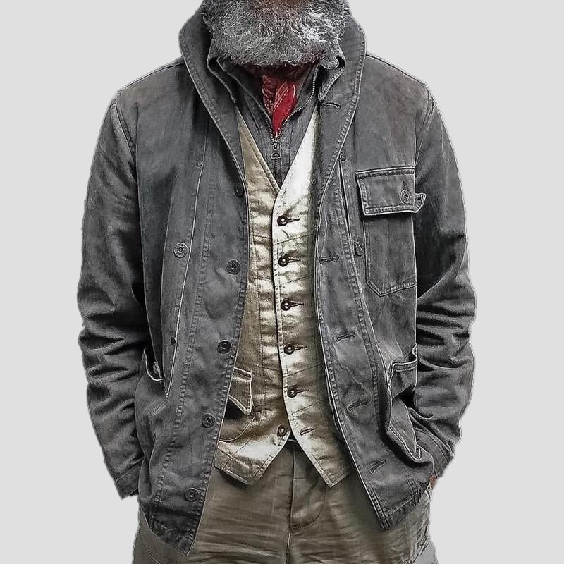 Austin | Vintage Solid Multi-Pocket Denim Jacket