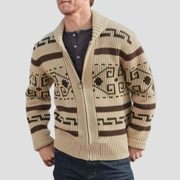 Charles | Geometric Lapel Sweater Knit Cardigan