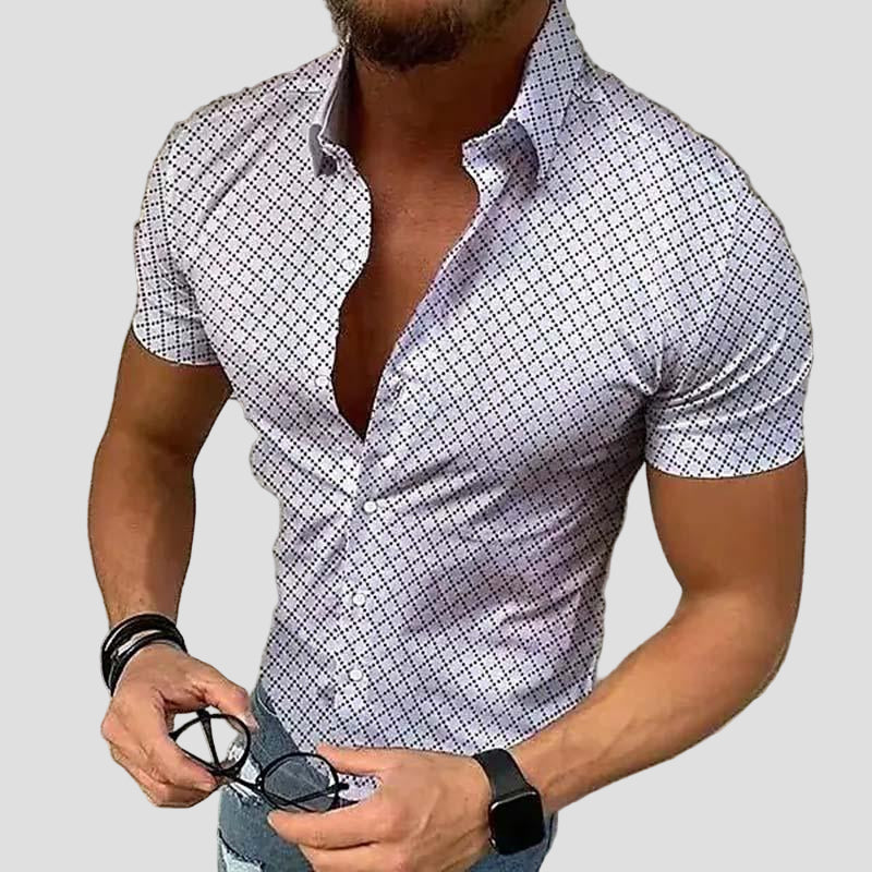 Oliver | Printed Lapel Short Sleeve Shirt