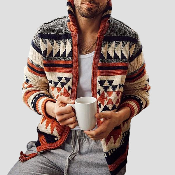 Oliver | Geometric Zip Knit Cardigan