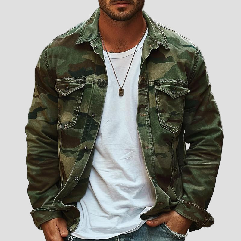Cole | Camouflage Canvas Retro Lapel Jacket