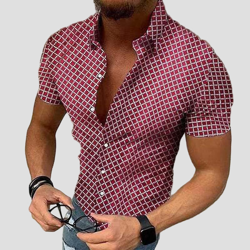 Oliver | Printed Lapel Short Sleeve Shirt