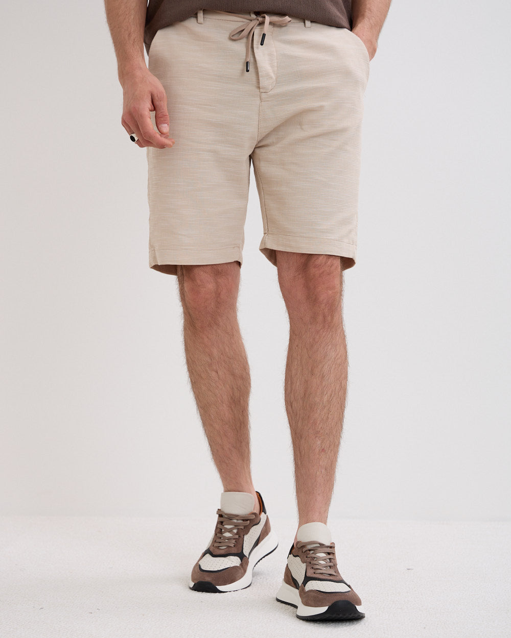 Slim Fit Drawstring Shorts with Front Pockets for Men