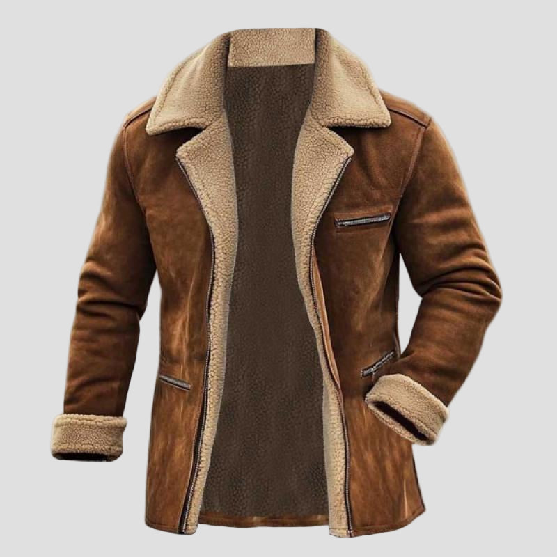 Garrett | Fleece Suede Lapel Suede Single-Breasted Multi-Pocket Coat