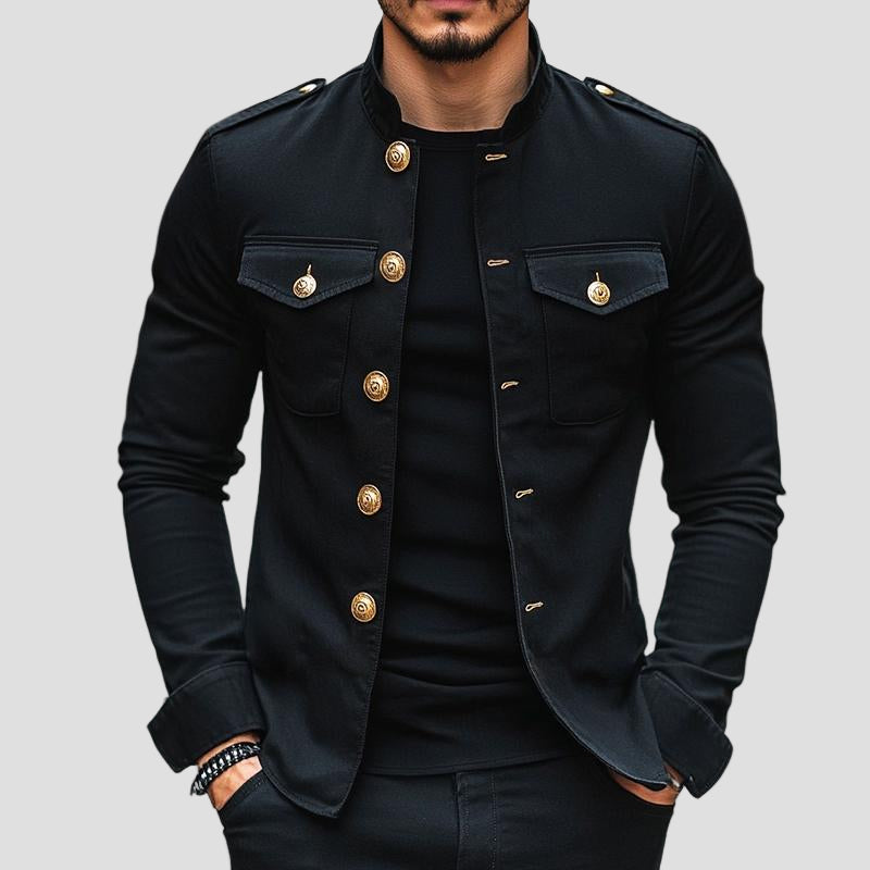 Owen | Vintage Casual Solid Stand Collar Button Jacket