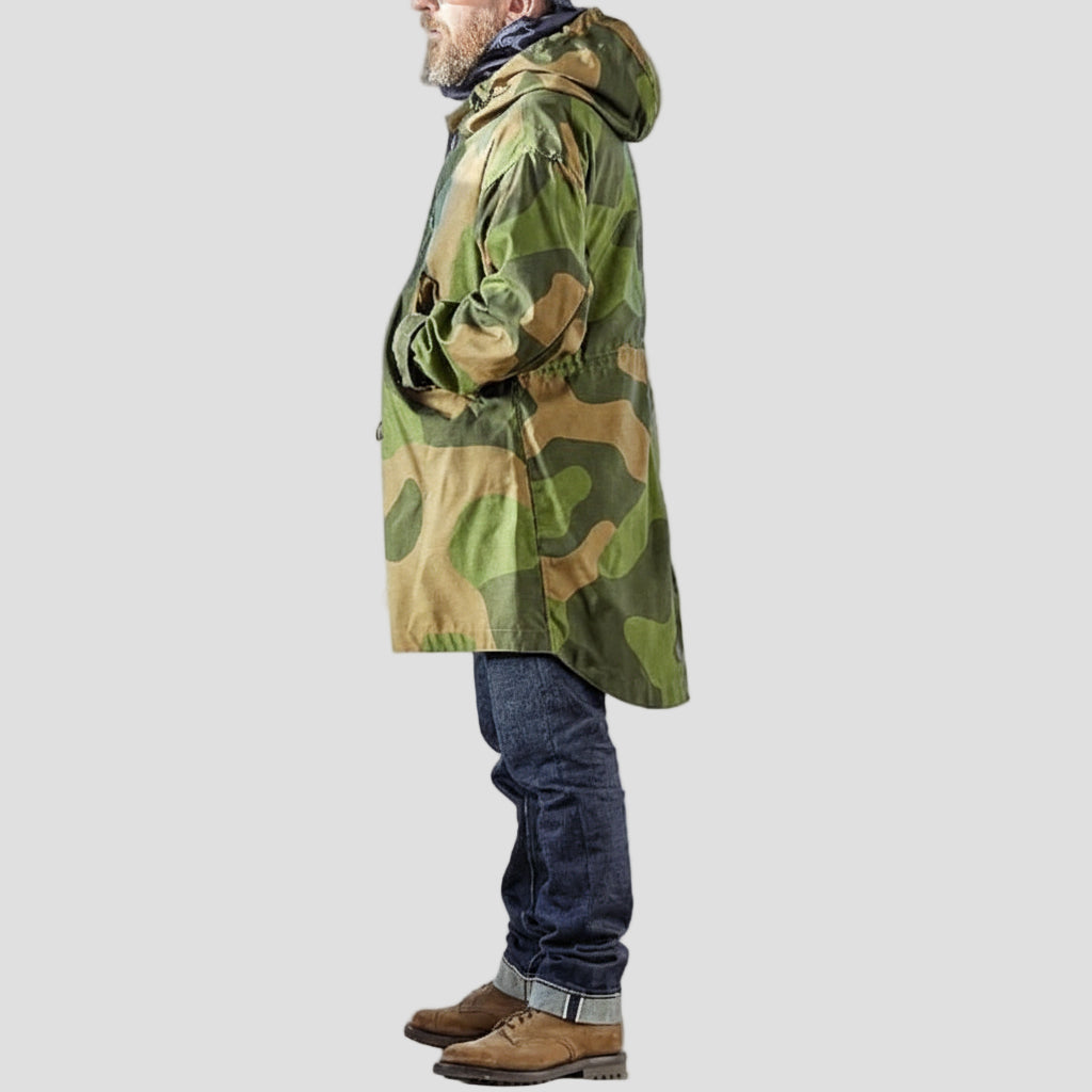 Ryan | Camouflage Hooded Single-Breasted Trench Coat