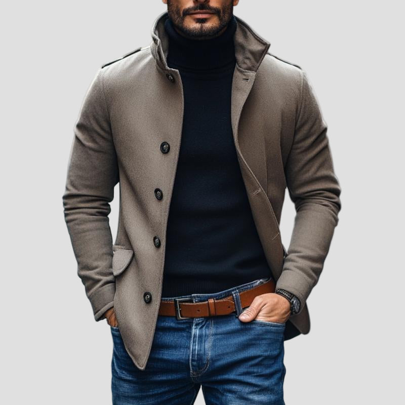 Mason | Casual Wool Blend Lapel Single-Breasted Short Coat