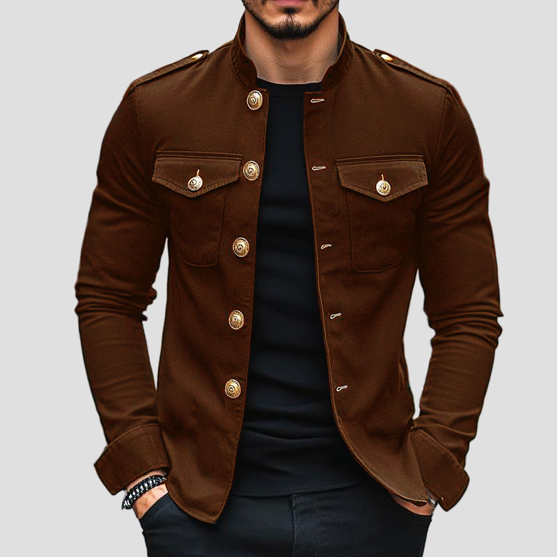 Owen | Vintage Casual Solid Stand Collar Button Jacket